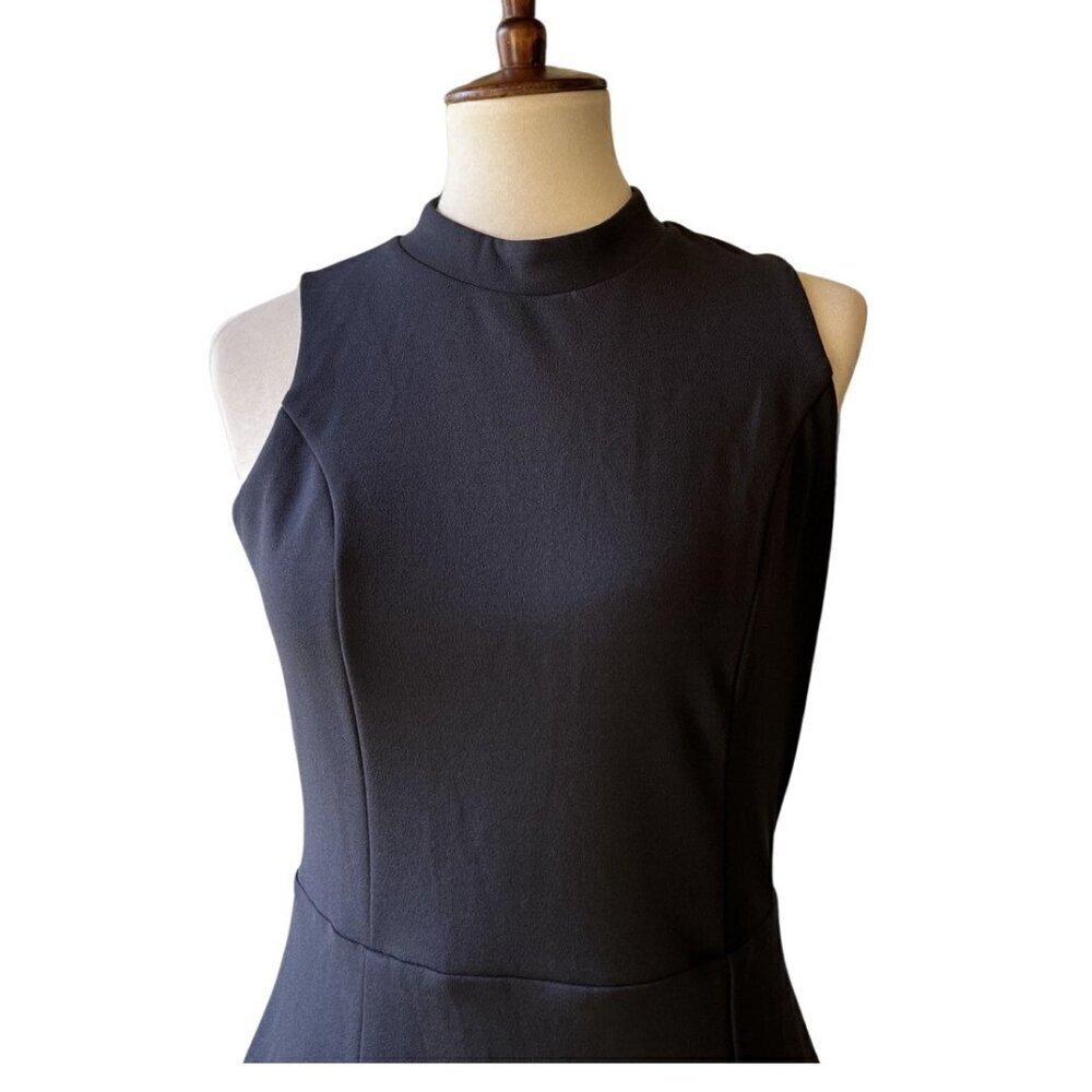 A.B.S Collection Women's Black Knit Storm Mock Neck Side Slit Midi Dress Size 8 - Picture 11 of 15